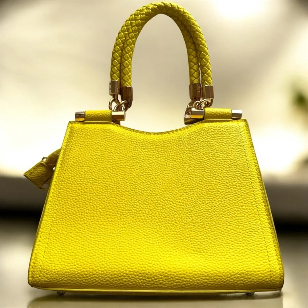 Bebe Erika Mini Shopper Hand Bag Bright Yellow With Drop Handle Barbiecore - Picture 3 of 13